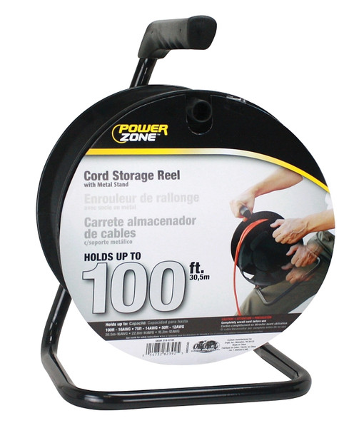 PowerZone ORCR3000 Cord Storage Reel with Stand, 100 ft L Cord, 16 AWG Wire, Black [SKU: ORG3145745]