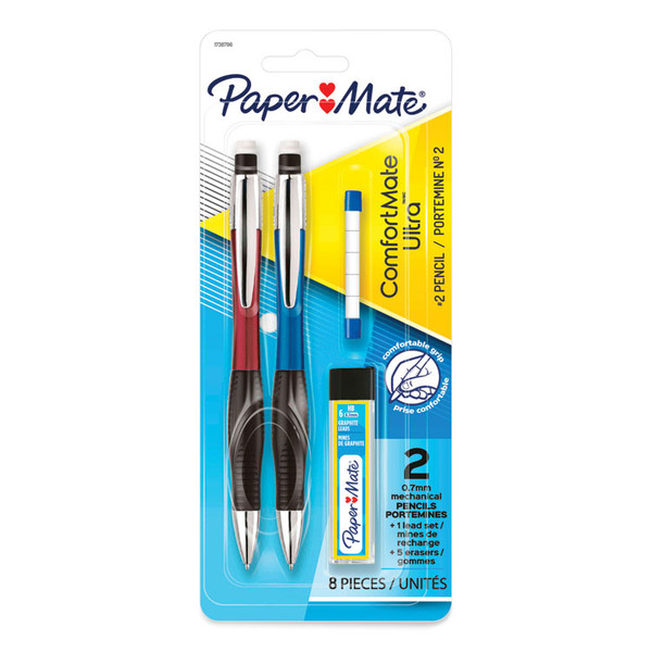 ComfortMate Ultra Pencil Starter Set, 0.7 mm, HB (#2.5), Black Lead, Assorted Barrel Colors, 2/Pack [SKU: PAP1738796]