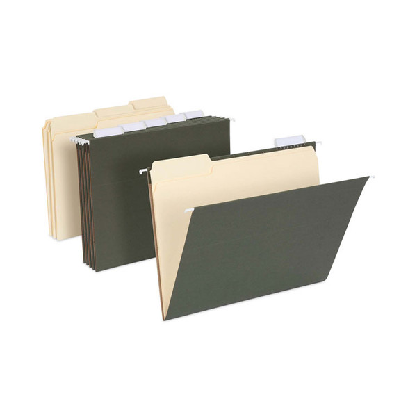 Hanging File Folder Combo Kit, Letter Size, (25) 1/5-Cut Standard Green Hanging Folders, (50) 1/3-Cut Manila File Folders [SKU: PFX99200EE]