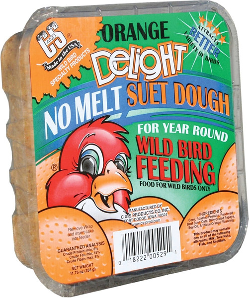 C&S No Melt Suet Dough Delights CS12529 Bird Suet, Orange Flavor, 11.75 oz [SKU: ORG7369234]