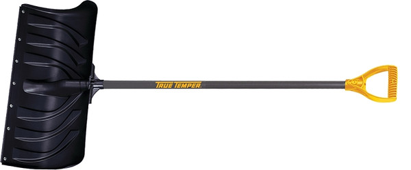 TRUE TEMPER 1603500 Snow Pusher, 24-1/2 in W Blade, Polyethylene Blade, Steel Handle, D-Shaped Handle, 38.3 in L Handle [SKU: ORG0495275]