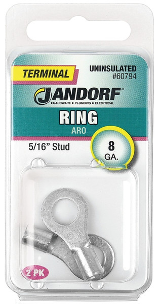 Jandorf 60794 Ring Terminal, 8 AWG Wire, 5/16 in Stud, Copper Contact [SKU: ORG3399789]
