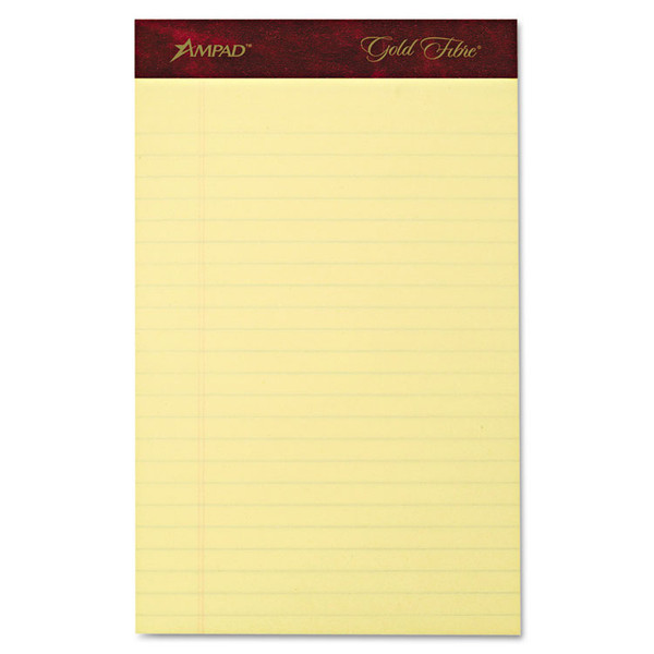 Gold Fibre Writing Pads, Narrow Rule, 50 Canary-Yellow 5 x 8 Sheets, 4/Pack [SKU: TOP20029]
