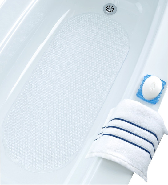 SlipX Solutions 05521 Bubble Bath Mat with Microban, 35 in L, 15 in W, Vinyl Mat Surface, Clear [SKU: ORG4513354]