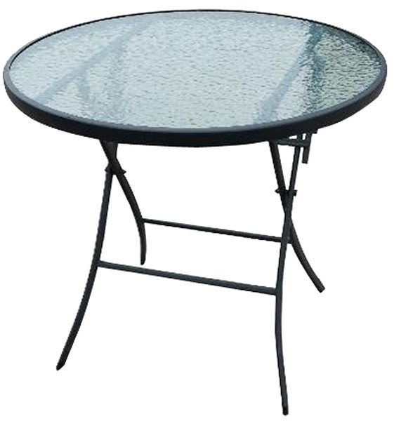 Seasonal Trends Patio Table, 32 in W, 31.5 in D, 27.55 in H, Steel Frame, Round Table, Glass/Steel Table [SKU: ORG9553173]
