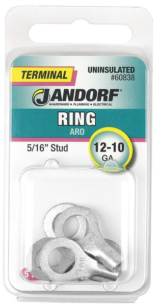 Jandorf 60838 Ring Terminal, 12 to 10 AWG Wire, 5/16 in Stud, Copper Contact [SKU: ORG3400348]