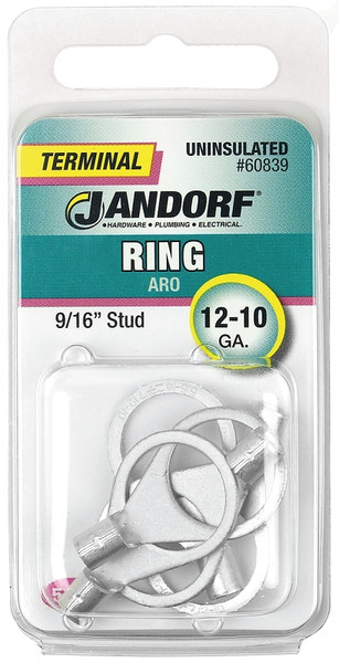 Jandorf 60839 Ring Terminal, 12 to 10 AWG Wire, 9/16 in Stud, Copper Contact [SKU: ORG3400355]