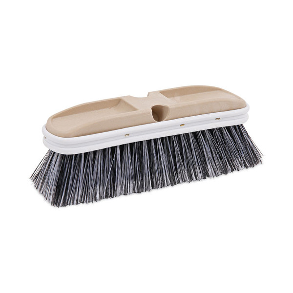 Polystyrene Vehicle Brush with Vinyl Bumper, Black/White Polystyrene Bristles, 10" Brush [SKU: BWK8410]