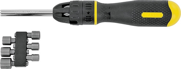 STANLEY 68-010 Ratcheting Screwdriver, 10-in-1 Drive, 10-1/2 in OAL, Rubber Handle, Ergonomic Handle [SKU: ORG9525577]