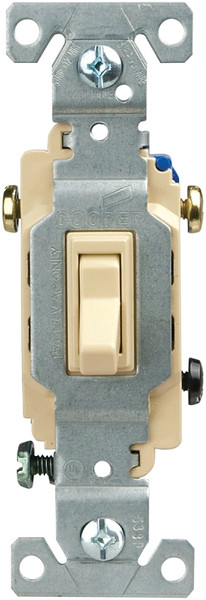 Eaton Wiring Devices C1303-7V Toggle Switch, 15 A, 120 V, Push-In Terminal, Polycarbonate Housing Material, Ivory [SKU: ORG4889853]