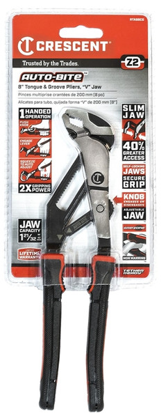 Crescent Z2 Auto-Bite Series RTAB8CG Tongue and Groove Plier, 8.7 in OAL, 1.85 in Jaw, Self-Locking Adjustment [SKU: ORG0074880]
