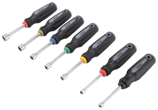 Vulcan SD-SET-3 Nut Driver Set, 7-Piece, Carbon Steel, Chrome, Black & Gray (Handle) [SKU: ORG9261900]