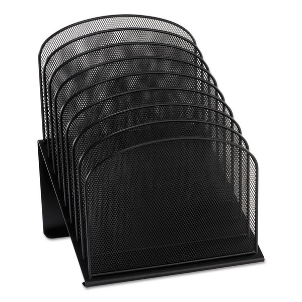 Onyx Mesh Desk Organizer with Tiered Sections, 8 Sections, Letter to Legal Size Files, 11.75" x 10.75" x 14", Black [SKU: SAF3258BL]