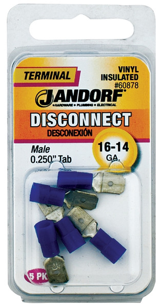 Jandorf 60878 Disconnect Terminal, 16 to 14 AWG Wire, Vinyl Insulation, Copper Contact [SKU: ORG3400777]