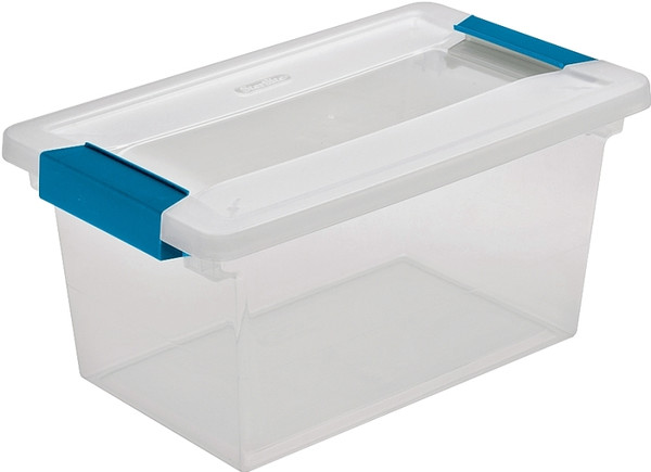 Sterilite 19628604 Clip Box, Plastic, Blue Aquarium/Clear, 11 in L, 6-5/8 in W, 5-3/8 in H [SKU: ORG2340974]