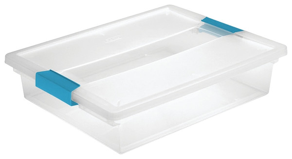 Sterilite 19638606 Clip Box, Plastic, Blue Aquarium/Clear, 14 in L, 11 in W, 3-1/4 in H [SKU: ORG2340982]