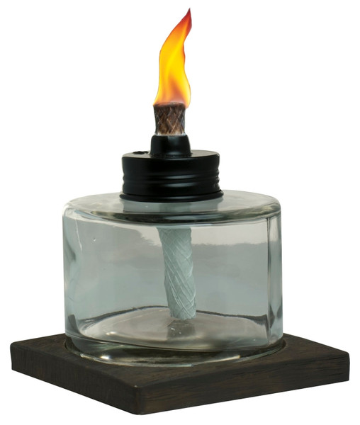 TIKI 1117025 Votive Tabletop Torch, 4 in H, Glass, Brown/Clear [SKU: ORG1066026]
