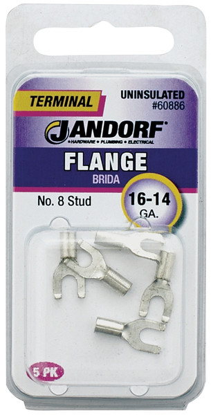 Jandorf 60886 Spade Terminal, 16 to 14 AWG Wire, #8 Stud, Copper Contact [SKU: ORG3400843]