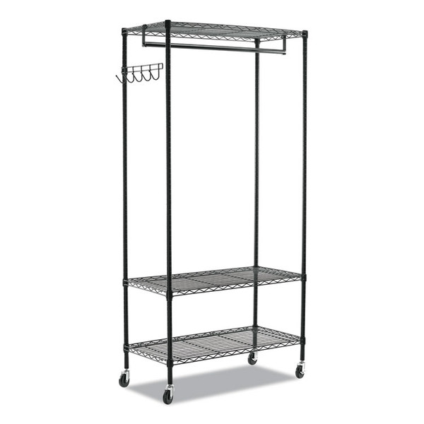 Wire Shelving Garment Rack, 40 Garments, 48w x 18d x 75h, Black [SKU: ALEGR364818BL]