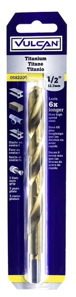 Vulcan 221361OR Jobber Drill Bit, 1/2 in Dia, 6 in OAL, 3-Flat Shank [SKU: ORG0582205]