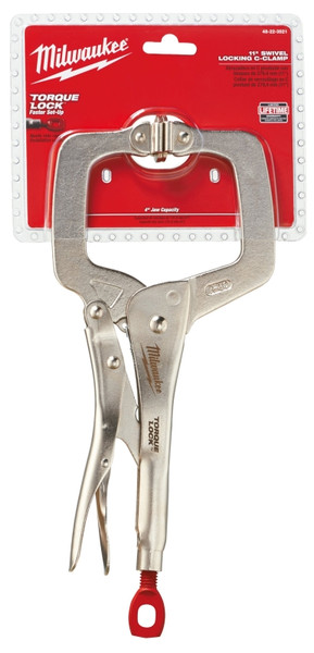 Milwaukee Torque Lock 48-22-3521 Locking C-Clamp, 4 in Max Opening Size, 4 in D Throat, Alloy Steel Body, Silver Body [SKU: ORG1384262]