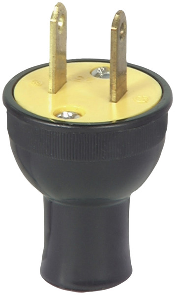Eaton Wiring Devices BP3123BK Electrical Plug, 2 -Pole, 15 A, 125 V, NEMA: NEMA 1-15, Black [SKU: ORG4544888]