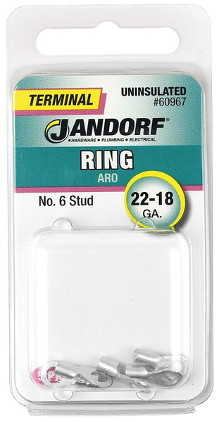 Jandorf 60967 Ring Terminal, 22 to 18 AWG Wire, #6 Stud, Copper Contact [SKU: ORG3401809]