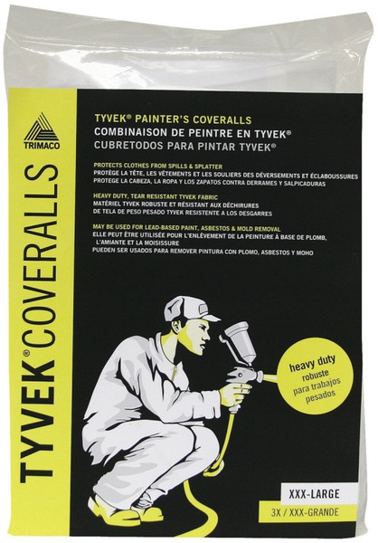 Trimaco 14125 Professional Painter's Coveralls, 3XL, Zipper Closure, Tyvek, White [SKU: ORG1380005]