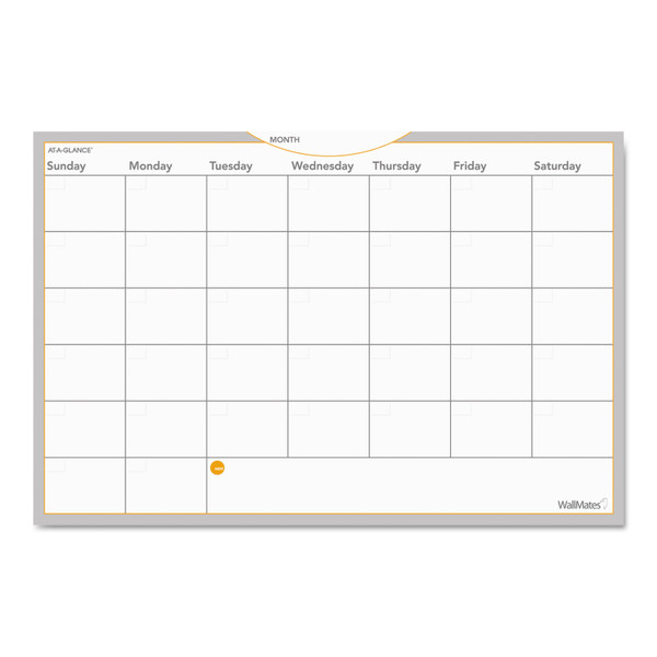 WallMates Self-Adhesive Dry Erase Monthly Planning Surfaces, 36 x 24, White/Gray/Orange Sheets, Undated [SKU: AAGAW602028]