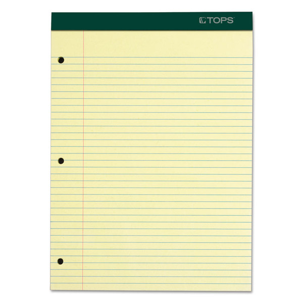 Double Docket Ruled Pads with Extra Sturdy Back, Medium/College Rule, 100 Canary-Yellow 8.5 x 11.75 Sheets [SKU: TOP63383]