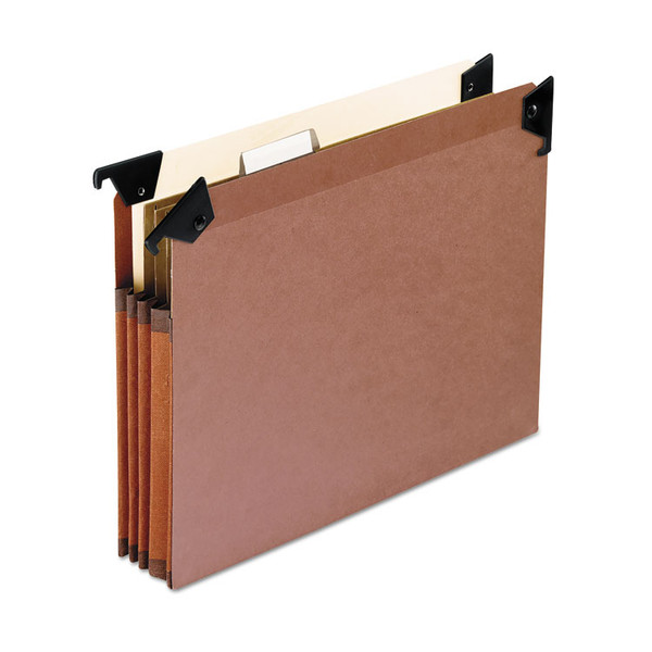 Premium Expanding Hanging File Pockets with Swing Hooks and Dividers, 3 Dividers with 1/5-Cut Tabs, Letter Size, Brown, 5/Box [SKU: PFX45422]