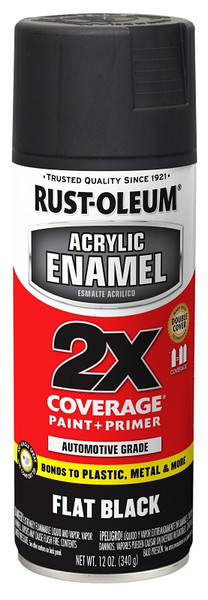 RUST-OLEUM AUTOMOTIVE 271918 Acrylic Enamel, Flat, Black, 12 oz, Can [SKU: ORG4730636]