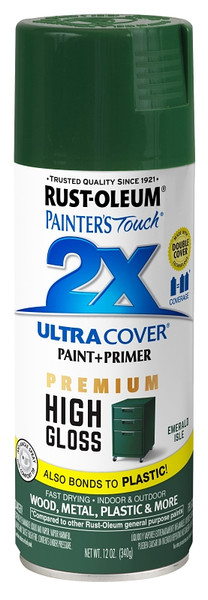 Painter's Touch Ultra Cover 366989 General-Purpose Paint, High-Gloss, Emerald Isle, 12 oz, Aerosol Can [SKU: ORG7447246]