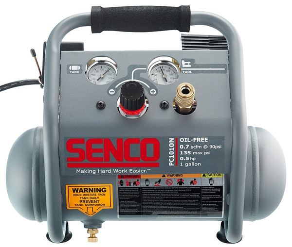 SENCO PC1010N Trim Air Compressor with Control Panel, 1 gal Tank, 0.5 hp, 115 V, 135 psi Pressure, 0.7 scfm Air [SKU: ORG9496522]