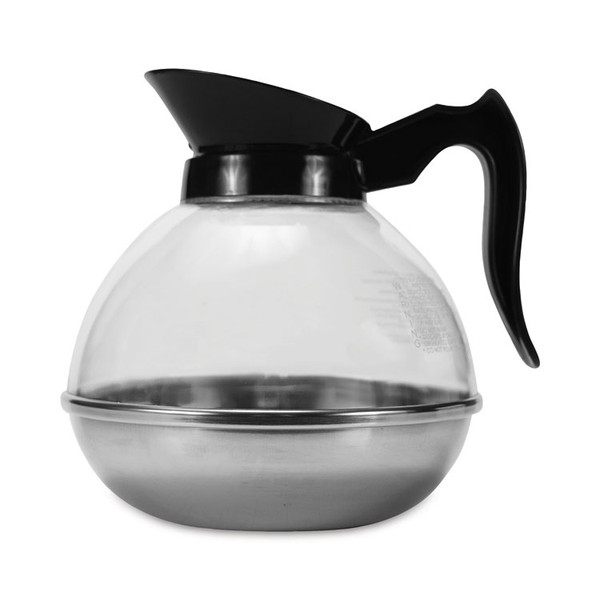 Unbreakable Regular Coffee Decanter, 12-Cup, Stainless Steel/Polycarbonate, Black Handle [SKU: OGFCPU12]