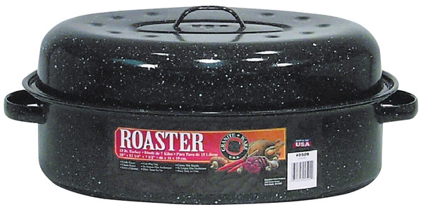 Granite Ware F0509-2 Roaster, 15 lb Capacity, Porcelain/Steel, Black, Dark Enamel, 18 in L, 12-1/4 in W, 7-1/2 in H [SKU: ORG8242075]