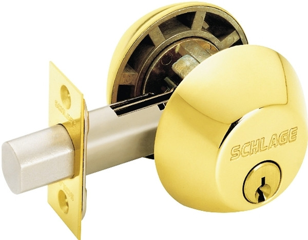 Schlage B62NV 505 Entry Deadbolt, 1 Grade, Keyed Alike Key, Metal, Polished Brass, 2-3/8 x 2-3/4 in Backset [SKU: ORG6453088]