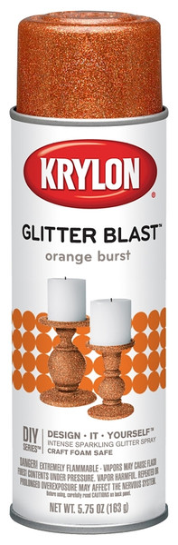 Krylon Glitter Blast K03807A00 Spray Paint, Glitter, Orange Burst, 5.75 oz, Aerosol Can [SKU: ORG1648302]