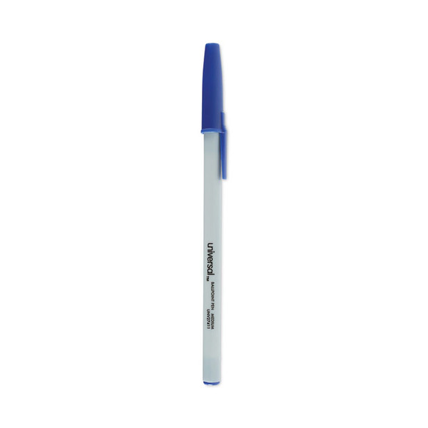 Ballpoint Pen, Stick, Medium 1 mm, Blue Ink, Gray Barrel, Dozen [SKU: UNV27411]