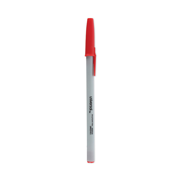 Ballpoint Pen, Stick, Medium 1 mm, Red Ink, Gray Barrel, Dozen [SKU: UNV27412]