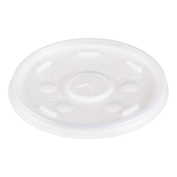 Plastic Lids, Fits 12 oz to 24 oz Hot/Cold Foam Cups, Straw-Slot Lid, White, 100/Pack, 10 Packs/Carton [SKU: DCC16SL]