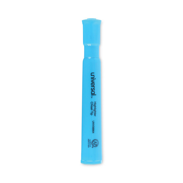 Desk Highlighters, Fluorescent Blue Ink, Chisel Tip, Blue Barrel, Dozen [SKU: UNV08864]