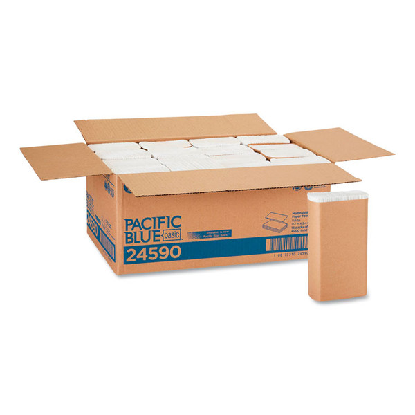 Pacific Blue Basic M-Fold Paper Towels, 9.2 x 9.4, White, 250/Pack, 16 Packs/Carton [SKU: GPC24590]