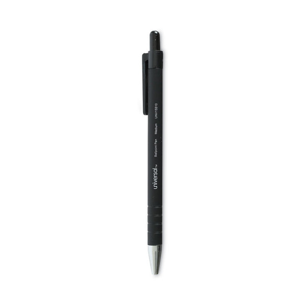 Ballpoint Pen, Retractable, Medium 1 mm, Black Ink, Black Barrel, Dozen [SKU: UNV15510]