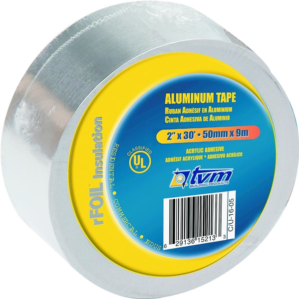 TVM TR2X30 Foil Tape, 30 ft L, 2 in W, Aluminum Backing [SKU: ORG6383509]