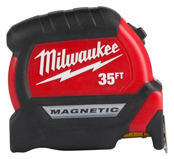 Milwaukee 48-22-0335 Tape Measure, 35 ft L Blade, 1 in W Blade, Steel Blade, ABS Case, Black/Red Case [SKU: ORG1384528]