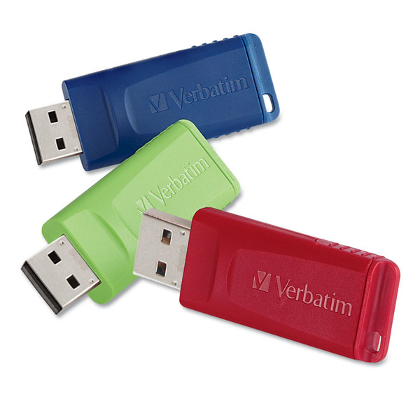 Store 'n' Go USB Flash Drive, 8 GB, Assorted Colors, 3/Pack [SKU: VER98703]