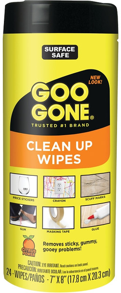 Goo Gone 2000 Cleaning Wipes, 8 in L, 7 in W, Citrus [SKU: ORG8590002]