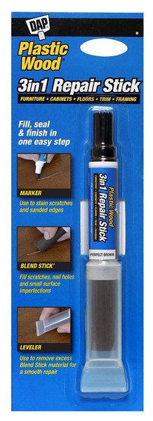 Plastic Wood 7079804090 3-in-1 Repair Stick, Solid (Blend Stick), Liquid (Marker), Perfect Brown, 0.4 oz [SKU: ORG1135334]