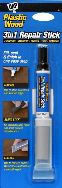 Plastic Wood 7079804091 3-in-1 Repair Stick, Solid (Blend Stick), Liquid (Marker), Light Gray, 0.4 oz [SKU: ORG1135342]